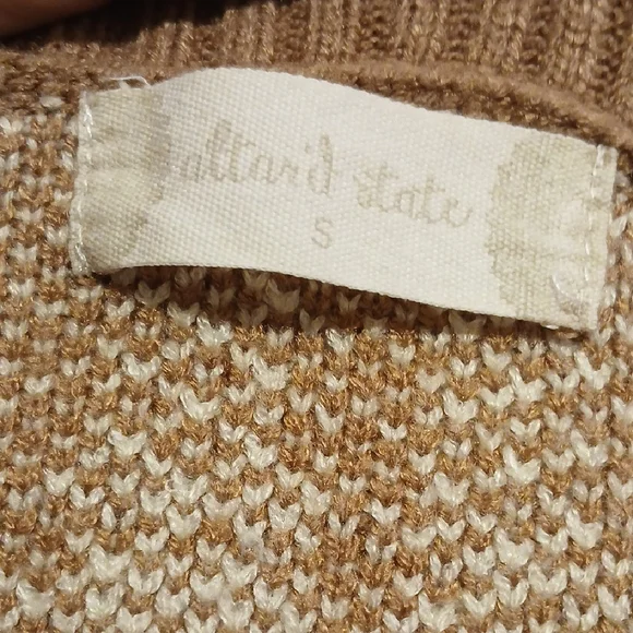 Altar'd State Boxy Cropped Brown & Cream Plaid Sweater Size S - Picture 5 of 5